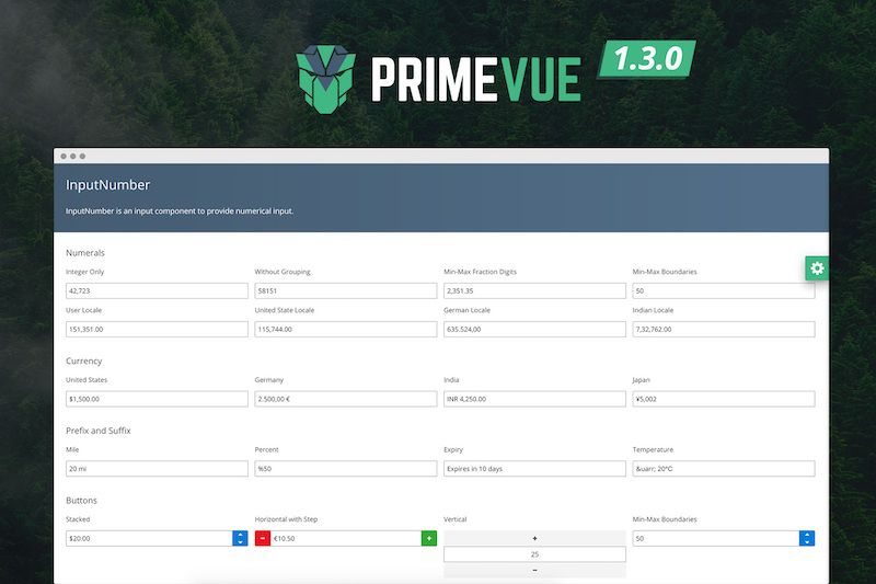 PrimeVue 1.3.0 with the InputNumber – PrimeFaces